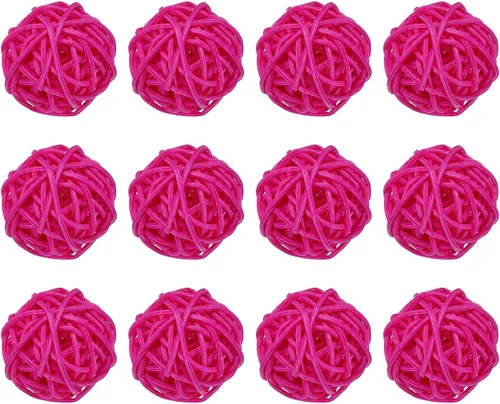 Vista 15 de MECCANIXITY 20 bolas decorativas de mimbre de ratán de 1.2 pulgadas para rellenos de jarrones, bodas, jardines, fiestas de pasillo, color negro