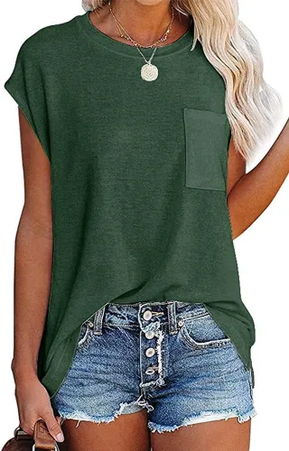 Vista 7 de CNFUFEN Camisetas de manga corta/larga para mujer, a la moda, casual, de verano, ligeras, sólidas, de moda