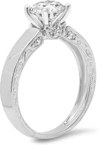Vista 8 de Anillo clásico de 1,50 quilates con circonita de corte redondo brillante de 14 quilates