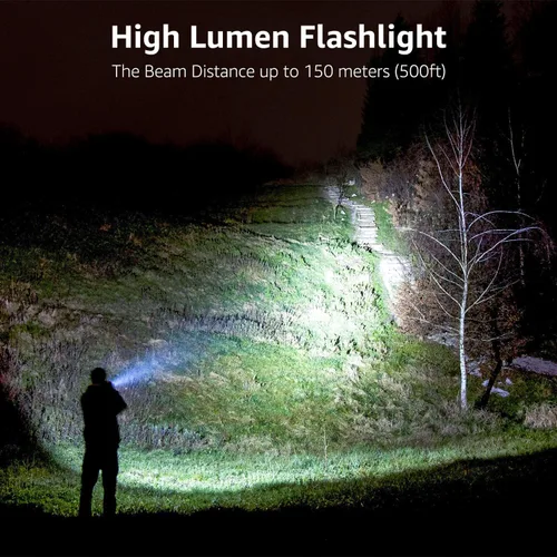 Vista 2 de Linternas LED de alto lúmenes, linterna pequeña, impermeable, luz de flash de enfoque ajustable para exteriores, emergencia, accesorios tácticos
