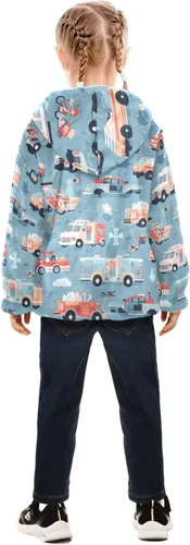 Vista 5 de Fire Truck Ambulance Minivan Police Car Blue Red Orange Baby Fleece Jacket Toddler Girl