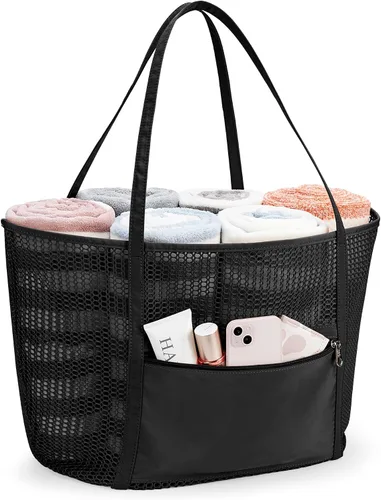 Vista 7 de KALIDI FANCY FOREST Bolsa de asas de malla de playa, bolso de hombro para mujer MAX 27L Bolsa de comestibles