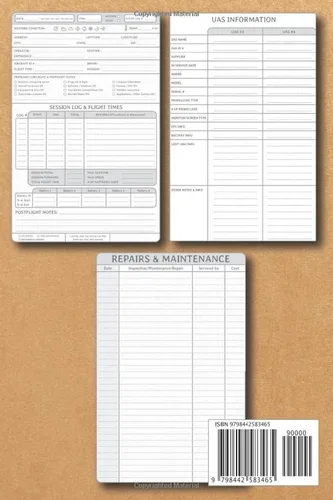 Vista 2 de UAS Drone Flight Maintenance Log Book Drone Flight Log Book, Repair Logbook, & Maintenance Log Book