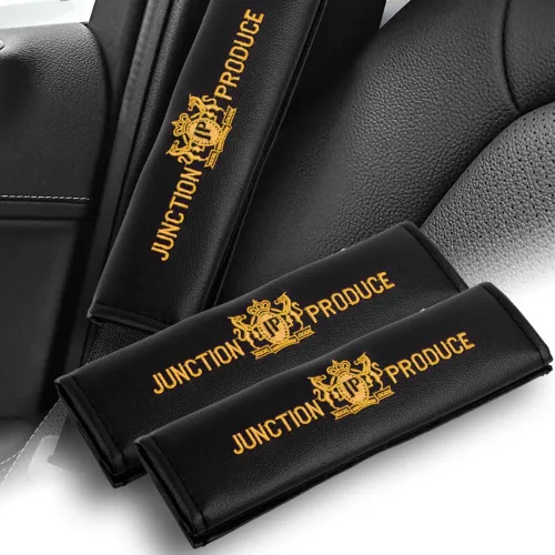 Vista 5 de Juego de 5 almohadas bordadas doradas Junction Produce JDM para el cuello del auto con almohadilla para el hombro + dije Vip Fusa Kiku JP Knot Kin