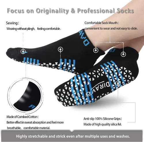 Vista 2 de 6 Pairs Yoga Socks for Women with Grips Non-Slip Anti-Skid Pilates Barre Socks Bikram Fitness Size 5-10