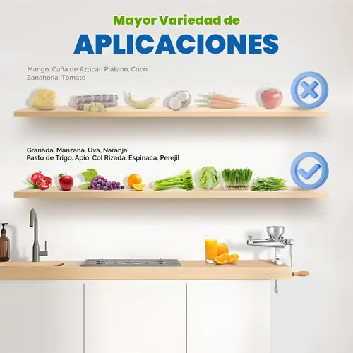 Vista 6 de Exprimidor manual de hierba de trigo y prensa de frutas, acero