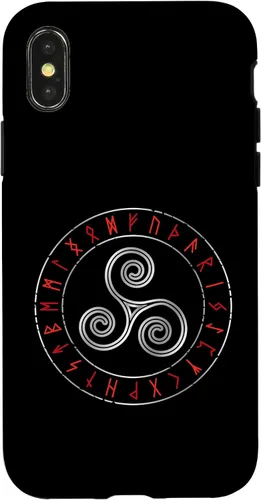 Vista 4 de iPhone 15 Triskele de mitología nórdica - Círculo rúnico Viking Runes Celtic Case