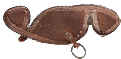 Vista 6 de DIOPHY Monedero pequeño de cuero con doble cremallera 8262, Marrón