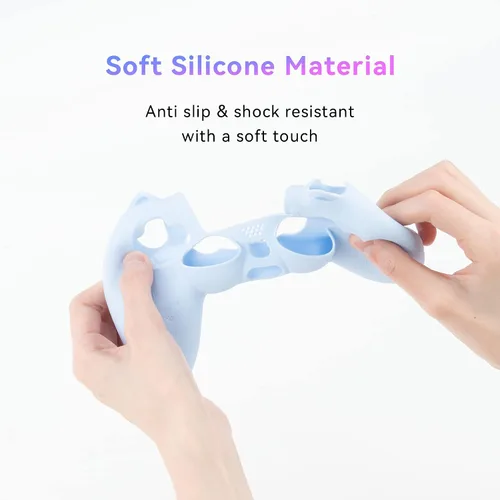 Vista 4 de GeekShare Cat Paw PS4 Controller Skin Funda protectora de silicona antideslizante para Playstation 4 DualSense Controlador Inalámbrico - Azul