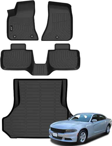 Vista 25 de Juego completo de tapetes de auto para todo tipo de clima, revestimiento automotriz para piso y maletero