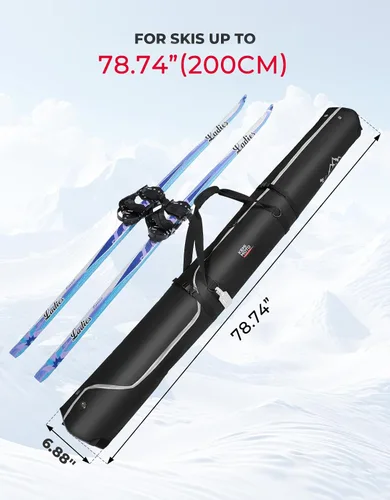 Vista 3 de KEMIMOTO Ski Bag, 360° Fully Padded Ski Bag, Fit Skis Up to 78.74 inches (200cm), Water-resistant and Durable Perfect for Road Trips and Air Travel