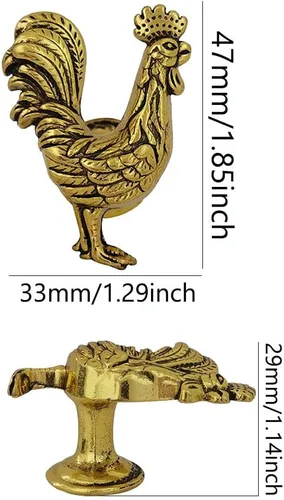 Vista 2 de Perillas de pollo, pomos de gallo para armario y cajones, pomos decorativos de zinc dorado en forma de gallo para cocina, armario, tocador, muebles