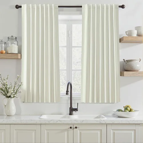 Vista 79 de Cortinas opacas de 54 pulgadas de largo para dormitorio, sala de estar, cortinas beige con aislamiento térmico, oscurecimiento de la habitación