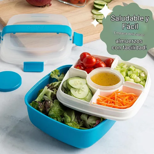 Vista 2 de Goodful Caja de almuerzo apilable, almacenamiento de alimentos estilo Bento con compartimentos extraíbles para sándwich, aperitivos, coberturas