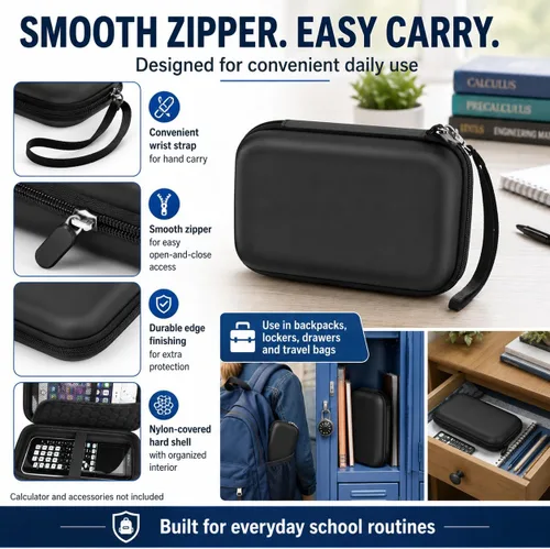 Vista 4 de PAIYULE Estuche rígido para calculadora TI-84 Plus CE/Evo/TI-30XS/TI-Nspire Negro para TI-84