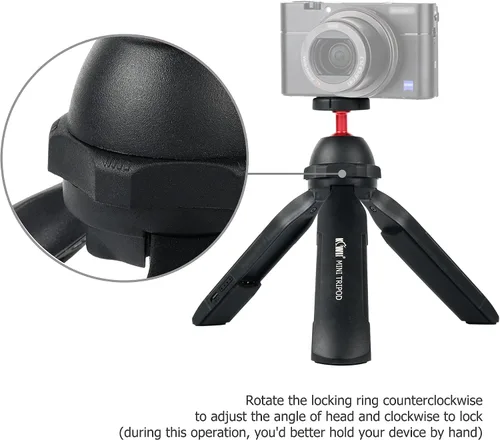 Vista 5 de Vlog - Mini trípode de mano con cargador USB A integrado, trípode de mesa para teléfono con cámara panorámica de 360° e inclinación de 90°