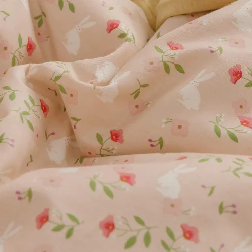 Vista 5 de BlueBlue Juego de Funda de Edredón de Conejo Twin 100% Algodón Ropa de Cama para Niños Niñas Adolescentes Cama Individual Conejito de Dibujos