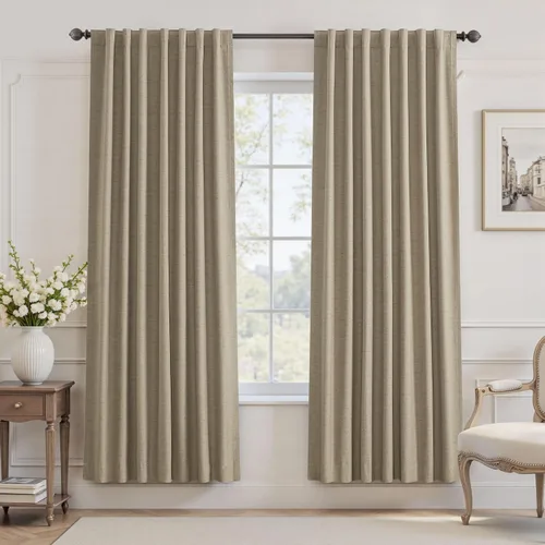 Vista 80 de UHITECH Cortinas opacas de 35 pulgadas de largo para sala de estar, 2 paneles, cortina opaca corta para cocina para ventanas pequeñas, cortinas