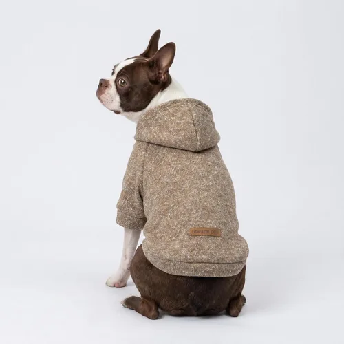 Vista 2 de Fitwarm Suéter de punto con capucha para perro, ropa de invierno para perros pequeños niño niña, suéter con capucha para mascotas ligero, caqui
