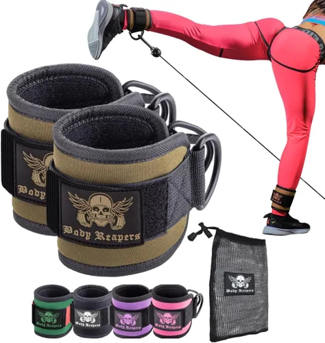 Vista 12 de Accesorio de cable de tobillo para gimnasio con correa ajustable, anillos en D dobles duraderos y diseño acolchado para ejercicios de glúteos