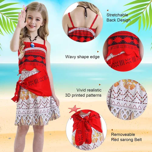 Vista 4 de COTRIO Vestido de princesa para niñas, disfraz de Halloween para niñas, disfraz de fiesta de cumpleaños, conjunto de 2 piezas con falda corta