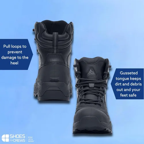 Vista 4 de Shoes for Crews ACE Fargo II - Botas de trabajo para hombre, antideslizantes e impermeables, Negro
