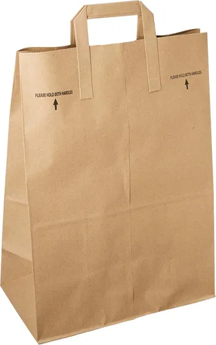 Vista 2 de MULMEHË Bolsas de comestibles al por menor, papel kraft marrón, asas, paquete de 25, 12 x 7 x 17 pulgadas, fabricadas en Estados Unidos