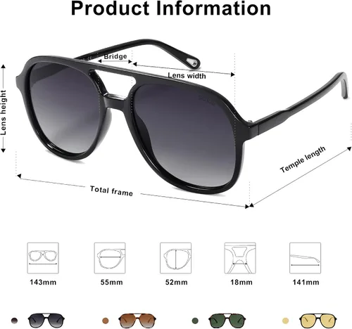 Vista 4 de SOJOS Gafas de sol polarizadas retro cuadradas estilo aviador para mujer y hombre de los años 70 vintage doble puente SJ2174