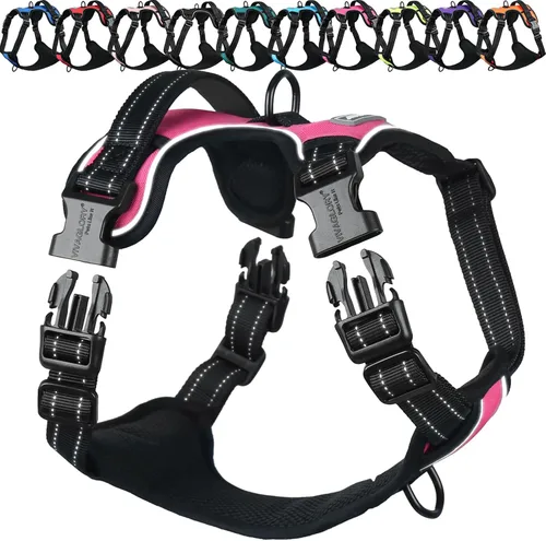 Vista 14 de Vivaglory - Arnés de arnés para perro sin tirones, XS, color negro, estampado with Handle Front and Back Clip for Training & Pulling, No Pull &