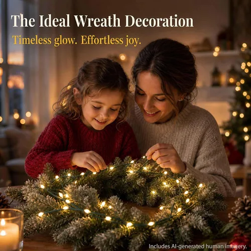Vista 5 de Luces de Navidad al Aire Libre de QBIS - Cadena de Luces de Hadas que Funcionan con Pilas con Pequeñas LED Blancas Cálidas, Cable Verde