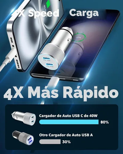 Vista 2 de Cargador de coche para iPhone 17 Pro Max/17e, encendedor de cigarrillos