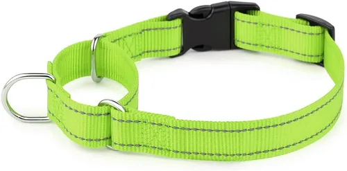 Vista 15 de Collar reflectante de martingala de Plutus Pet con hebilla - Collar de entrenamiento duradero y ajustable para evitar tirones, collar de gargantilla