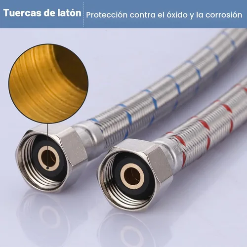 Vista 5 de ARCORA Conector de manguera de grifo de 8 pulgadas de longitud trenzado de acero inoxidable cUPC Líneas de suministro de 1/2 pulgada FIP x 1/2
