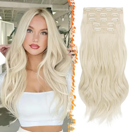 Vista 21 de BARSDAR Extensiones de cabello sintético de 20 pulgadas con clip negro
