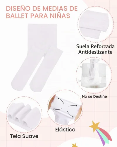 Vista 3 de Century Star Mallas de ballet para niñas pequeñas con pies opacos 00 1 paquete blanco