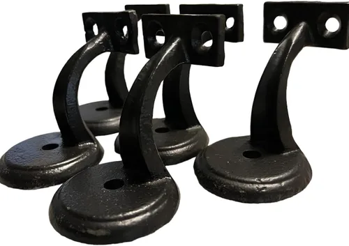 Vista 3 de JM - Soporte de acero fundido resistente para pasamanos, negro mate, paquete de (5)