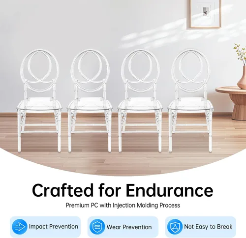 Vista 3 de Clear Dining Chairs Set of 4, Modern Kitchen Chairs with Transparent Seat, Transparent PC Accent Side Chairs, Clears Elegant Wedding Chairs for