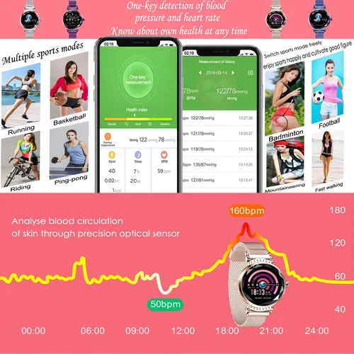 Vista 3 de H2 Reloj Inteligente Presión Arterial Monitor de Ritmo Cardíaco Deporte Impermeable Pulsera Nuevo Fitness Tracker