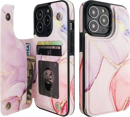 Vista 30 de HAOPINSH Funda tipo cartera con tarjetero para iPhone 14/13, diseño de Girasoles Bandera Americana
