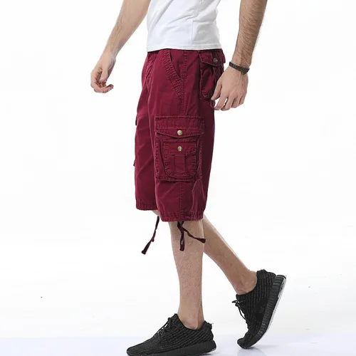 Vista 4 de Leward Pantalones cortos cargo de sarga de algodón para hombre, ligeros para exteriores