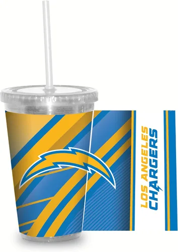 Vista 31 de Vaso transparente de fútbol NFL de 16 onzas con popote para fanáticos de la NFL