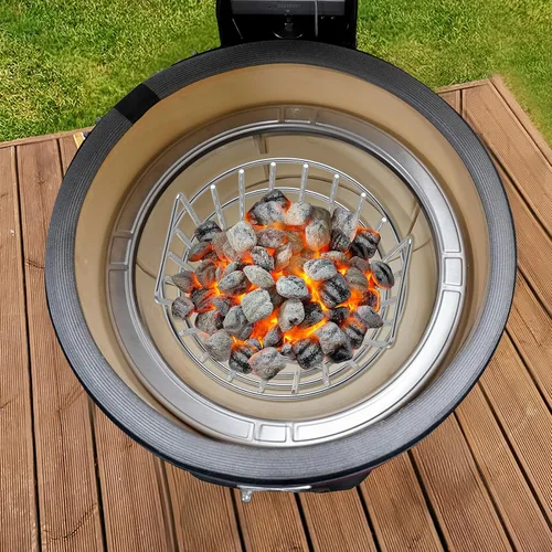 Vista 6 de onlyfire Canasta de cenizas de carbón para Huevo Verde Grande pequeño, contenedor de carbón de acero inoxidable con asas, accesorios para parrilla
