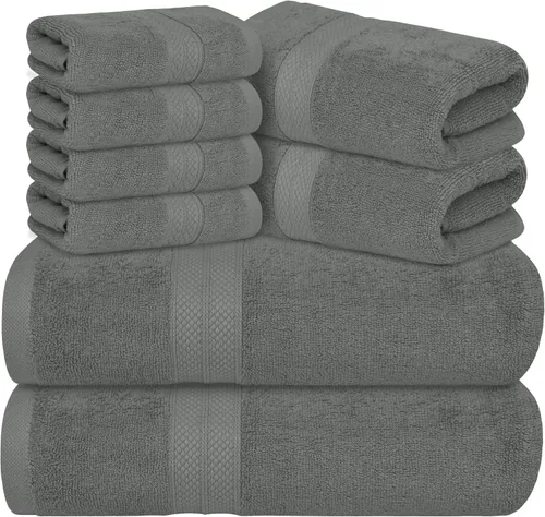 Vista 8 de Avalon Towels Juego de toallas de lujo de 8 piezas, 2 toallas de baño, 2 toallas de mano y 4 toallas pequeñas, 100% algodón hilado en anillo de 600