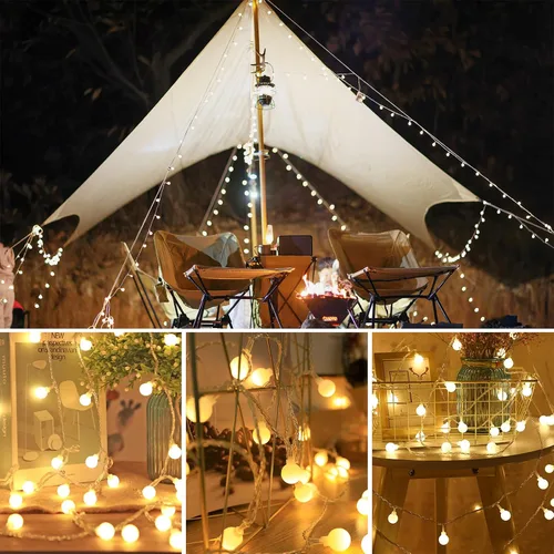 Vista 6 de 100 LEDs 33 pies, cadena de luces, funciona con pilas, guirnalda de luces WERTIOO con control remoto interior/exterior para recámara, Navidad
