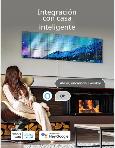 Vista 7 de Panel Maestro Cuadros Twinkly, Panel LED RGB, Incluye 1 Panel Principal y Fuente de Alimentación USB-C, Compatible con HomeKit, Alexa y Google Home