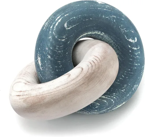 Vista 10 de EOSAHR Escultura Moderna de Nudo de Madera de Pino – Elegante Decoración de Cadena de Madera de 2 Eslabones para Mesa de Café, Estantería y Mesa