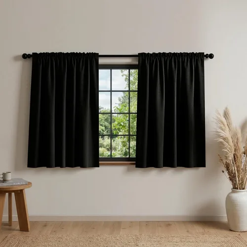 Vista 26 de Mrs.Naturall Cortinas opacas costeras para cocina, oscurecimiento de habitación pequeña, aislamiento térmico, niveles cortos para ventana pequeña