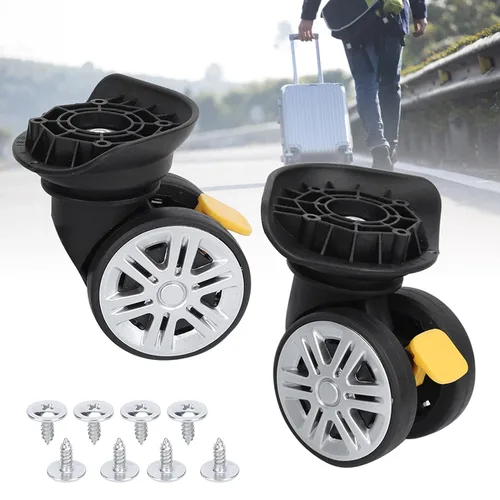 Vista 9 de 1 par universal mute equipaje maleta ruedas reemplazo con freno para maletas piezas