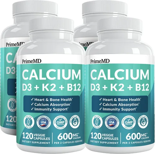 Vista 10 de Suplementos de calcio 4 en 1 para mujeres y hombres - Suplemento de calcio con vitamina D3 K2 5000 UI, 601 mg por porción - Sin gluten, apto