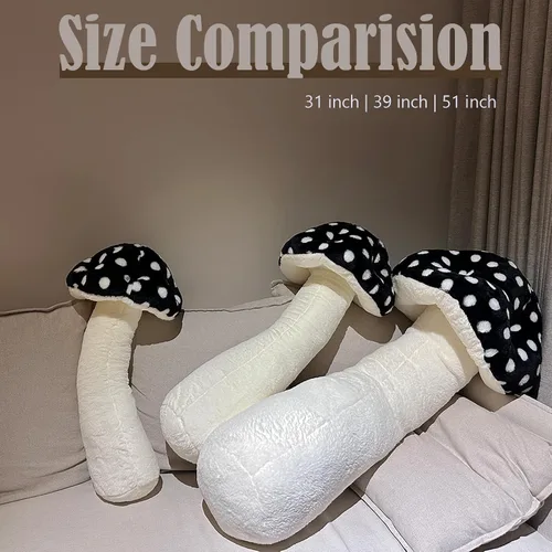 Vista 6 de Almohada de hongo de felpa Hofun4U - Almohada larga rellena con forma de hongo de 30 pulgadas - Almohada rellena con forma de hongo - Decoración